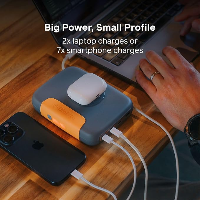 BioLite Charge 100 Max 100W Fast Portable Charger for Laptops, Cell Phone, Earbuds, Simultaneous Multiple Device Charging with MagSafe Panel, USB-C & USB-A Ports, FAA Carry On Compliant