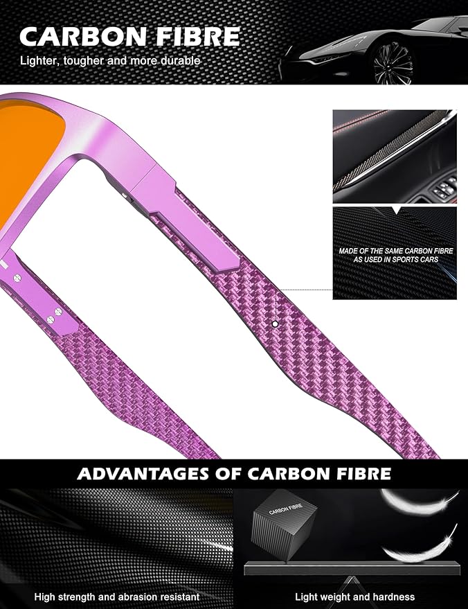 ANYLUV Carbon Fiber Reading Glasses for Men Women, Blue Light Blocking Computer Readers, Anti Glare Spring Hinge