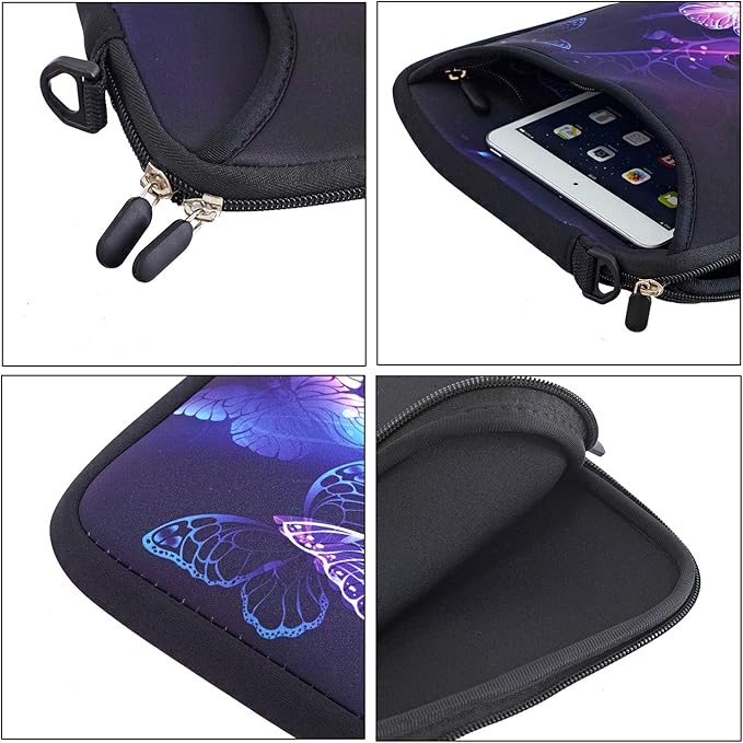 RICHEN 10 inch Messenger Bag Carrying Case with Handle Accessory Pocket Fits 7 to 10-Inch Laptops/Notebook/Kids Tablet (7-10.2 inch, Butterflies)