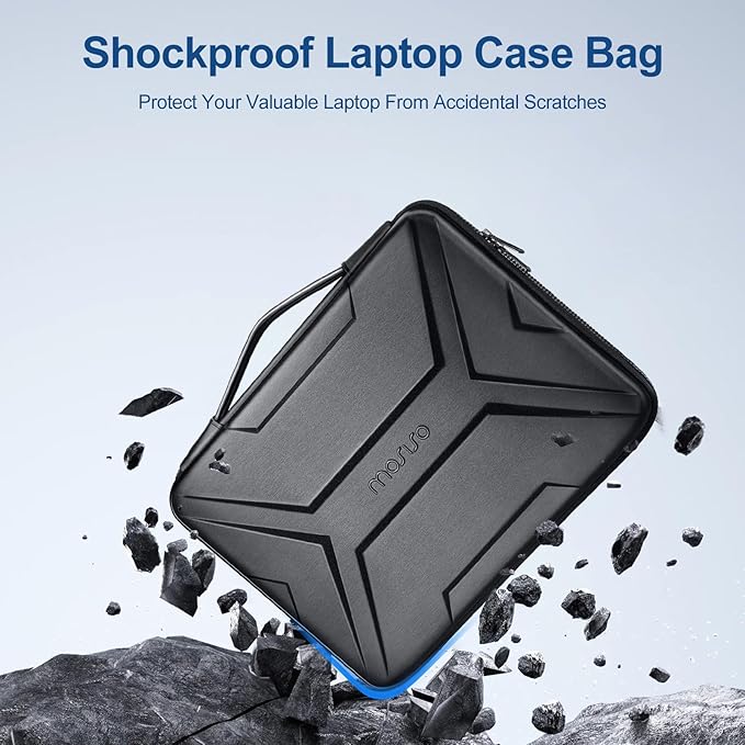 MOSISO 15-16 inch Laptop Hard Case, 15.6 inch Waterproof Shockproof Computer Bag Compatible with MacBook HP Dell,Artistic Geometric EVA Carrying Sleeve Laptop Case Hard Shell with Handle, Black