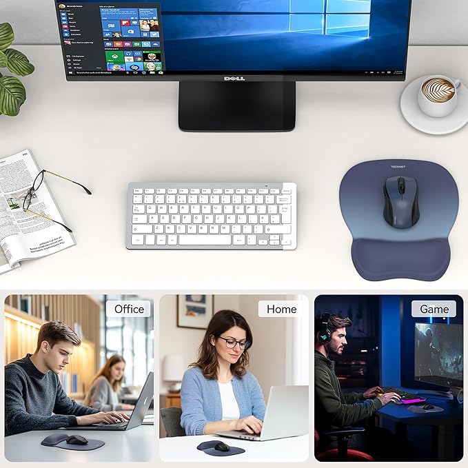 TECKNET 2 Pack Gel Mouse Pad with Wrist Rest, Ergonomic Office Mousepad with Wrist Support - Non-Slip & Smooth Surface Comfortable Desk Accessories Mat for Office, Gaming and Study - Gradient