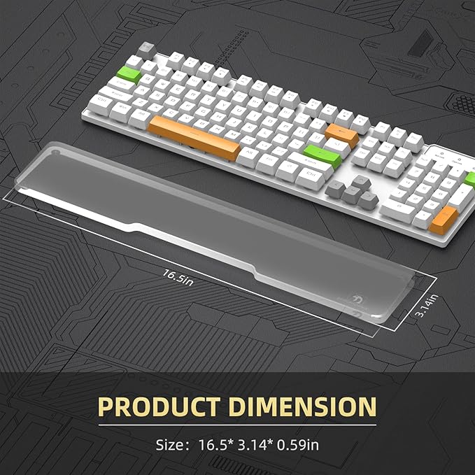 SELORSS Acrylic Keyboard Wrist Rest - Full Size 100% Keyboard- Mechanical Keyboards Ergonomic Palm Rest for Computer Keyboard,Anti-Slip Base,Wrist Pad for Laptop,Office & Home-Easy Typing