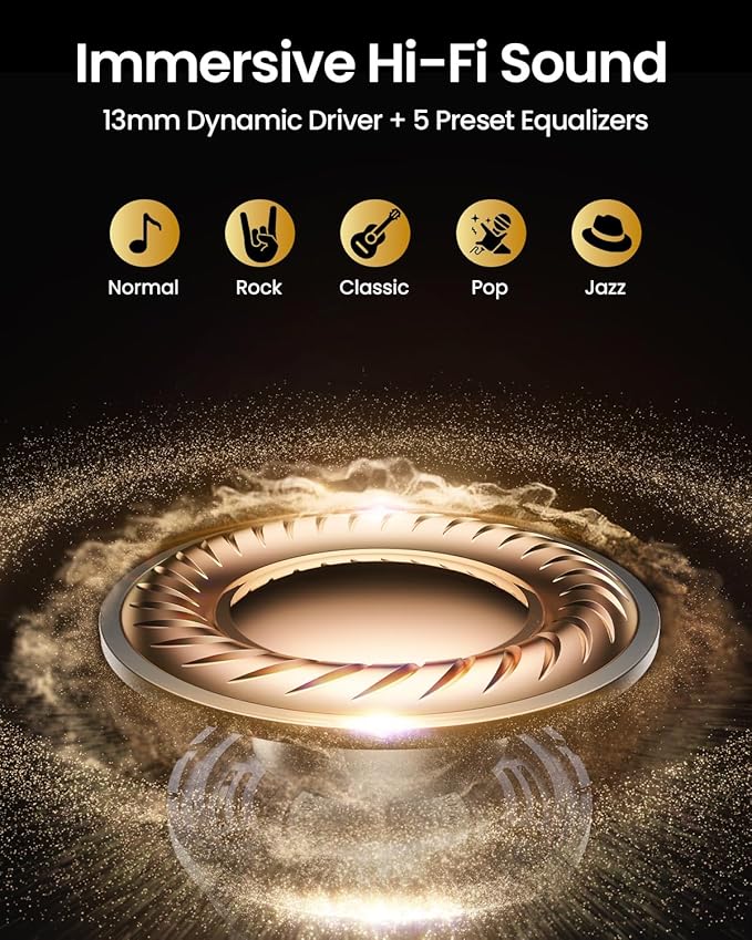 LEEMC Wireless Earbuds, Bluetooth Headphones 6.0, Ear Buds with Touch Screen, ANC ENC Noise Cancelling, 40H Bass Stereo Sound Over-Ear Earphones for iOS, Android, Sports, Workout, Rosegold