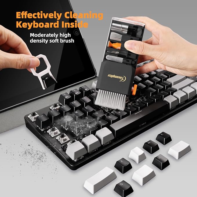 Keyboard Cleaning Kit Keyboard Cleaner, All in One Computer Screen and Laptop Cleaner, Compact Portable Electronic Laptop Cleaning Kit with Soft Brush and Spray for MacBook iPad iPhone Earbud, Black - Image 2