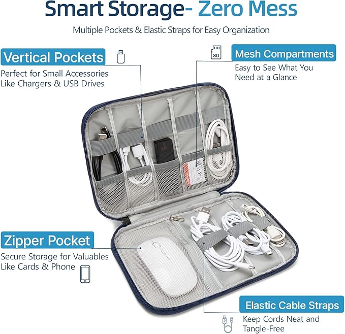 Electronics Organizer Travel Case,Travel Cable Organizer Pouch - Portable Storage Bag for Cord, Charger, Phone, Earphone, Electronic Accessories for Travel & Daily Use