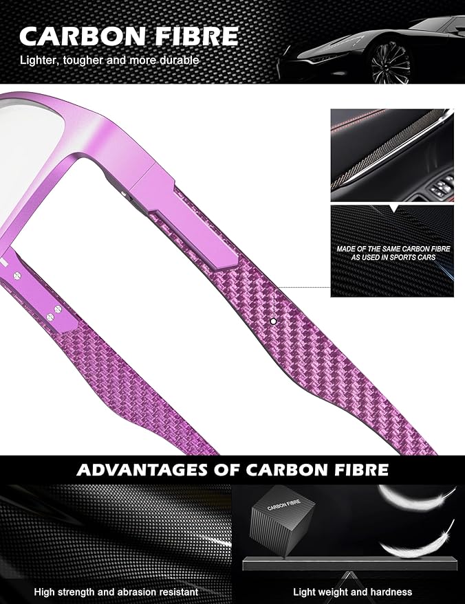 ANYLUV Carbon Fiber Reading Glasses for Men Women, Blue Light Blocking Computer Readers, Anti Glare Spring Hinge