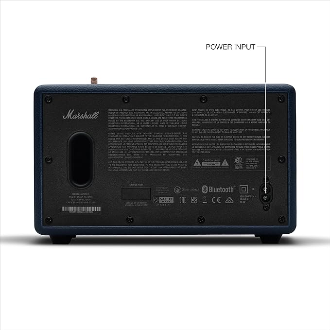 Marshall Acton III Bluetooth Home Speaker - Loud Stereo Sound with Bass and Treble Controls | Plug-in Powered | 3.5 mm Aux Input - Midnight Blue