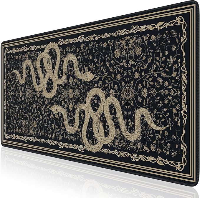 HAOCOO Large Gaming Mouse Pad with Smooth Surface, Non-Slip XXL Desk Mat with Stitched Edges, Waterproof Computer Mats for Desktop, Animal Mouse Mat for Home, Office(Snake)