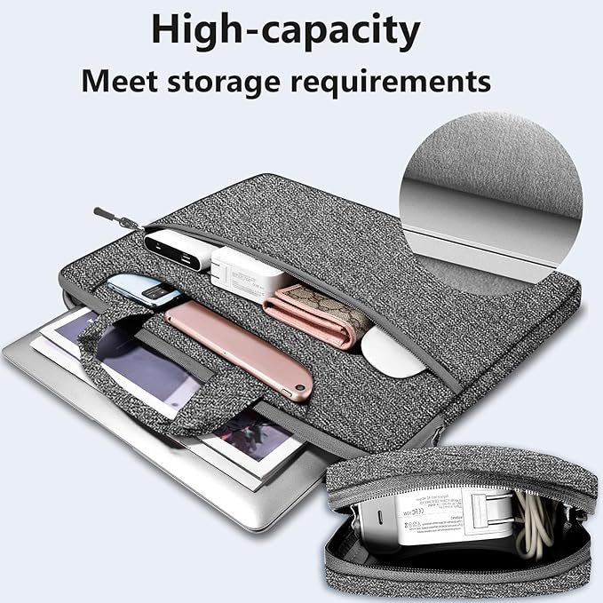 Hseok Laptop Shoulder Bag 13-14 inch Shockproof Water-Resistant HandBag with Small Case Compatible with MacBook Pro/Neo 14" M5/M4/M3/M2/M1, Mac Air/Pro 13.3", XPS 13/14, Most 13"-14" PC,Dark gray