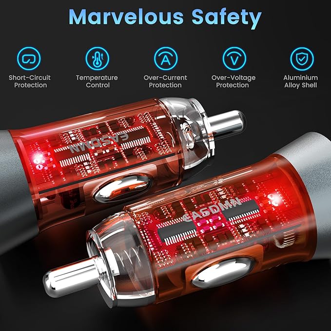 2-Pack 90W USB C Super Fast Car Charger, Dual-Port [PD/PPS 45W & QC 45W] Car Cigarette Lighter USB Charger Adaper for Samsung Galaxy S25 Ultra/S25+/S24 Ultra/S23+, Note 20/10,Tab S9, iPhone 15(Orange)