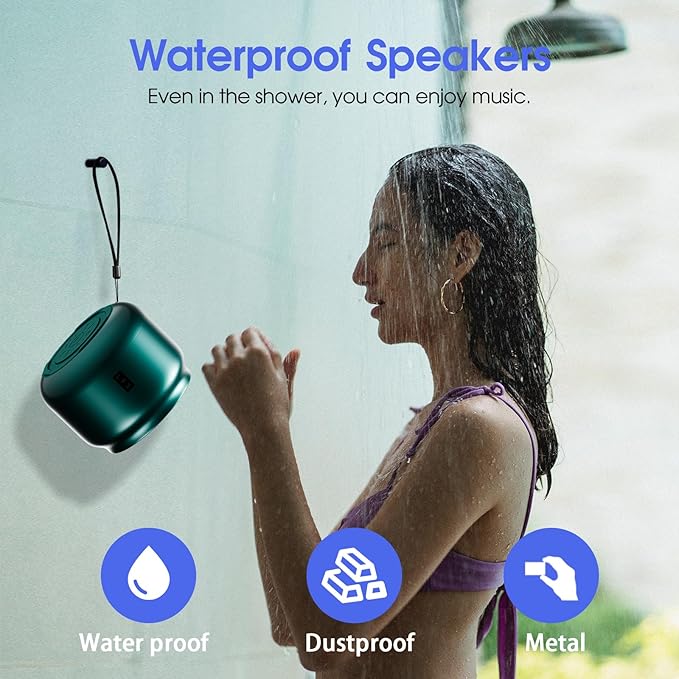 LFS Portable Bluetooth Speaker,Small Bluetooth Speake,Ultra Long Play 15 Hours,TWS Pairing,Suitable for Home,Pool,Beach,Boating, Hiking, Camping for Waterproof Outdoor Mini Speaker-Green