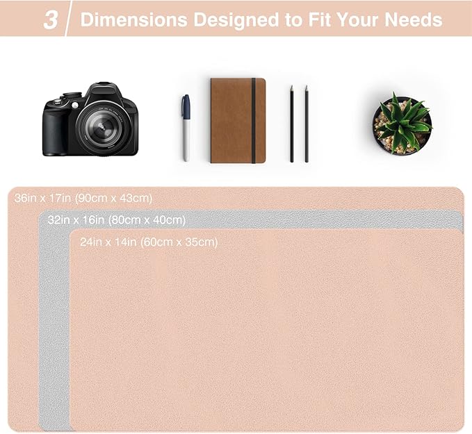 TOWWI Dual Sided Desk Pad, Large Desk Mat, Waterproof Desk Blotter Protector Mouse Pad, Leather Desk Pad Large for Keyboard and Mouse (36" x 17", Pink/Silver)