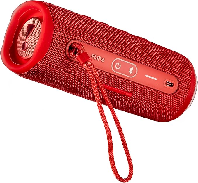 JBL Flip 6 Portable Wireless Speaker | Deep Bass Sound, IP67 Waterproof Rating | Bluetooth Audio for Outdoor, Travel, Beach, Hiking, and Home Use (Red) with Travel Case + Microfiber Cloth