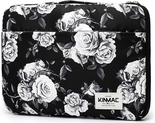 Kinmac 360° Protective Water Resistant Laptop Sleeve case Bag with Handle for MacBook Pro 14 inch,13.5 inch-13.9 inch and 14 inch Laptop(White Rose)