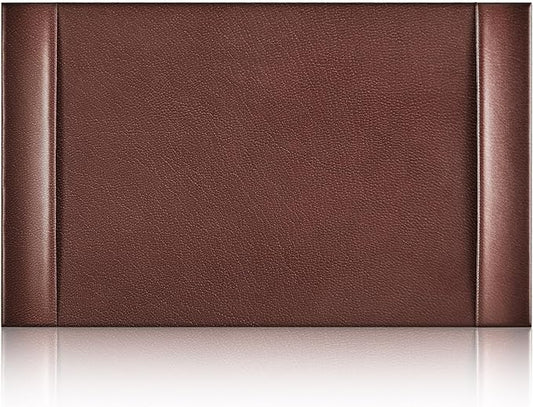 Leather Desk Pad Protector 30" x 18" Leather Desk Blotter with Side Rails Desk Mat for Office Home Workplace Desktop Writing Board Christmas Gifts for Dad Husband(Brown)