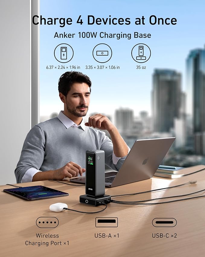 Anker Prime Power Bank, 27,650mAh 3-Port 250W Portable Charger for Travel, TSA-Approved, Smart App, for MacBook Pro/Air, iPhone 16/15/14 Series, Samsung, Laptops, and More