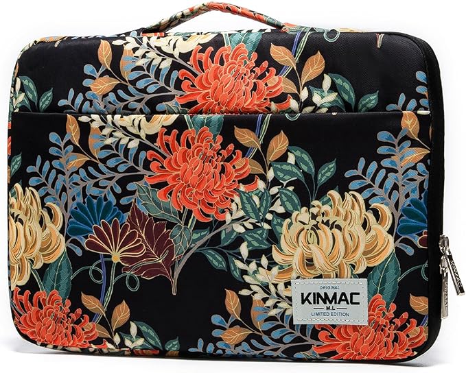 Kinmac 360° Protective Laptop Sleeve Case Bag Cover with Handle for MacBook Air 15 inch,15 inch-15.6 inch HP,Lenovo,Dell,ASUS,Acer Notebook Computer (Royal Chrysanthemum)