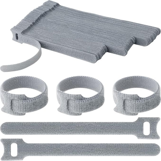 Pasow 60pcs Fastening Microfiber Cloth Cable Ties Wire Management (6/7/8 Inch, Grey) by PASOW