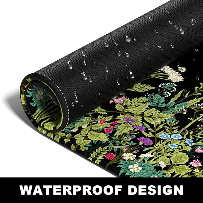 BOSOBO Large Mouse Pad, Desk Pad, XXL XL Extended Gaming Mouse Pad, Desk Mat for Office & Home, Long Keyboard Mat, Huge Mouse Pad, Desktop Full Cover 31.5 x 11.8 Inches, Silent Midnight Flowers Black