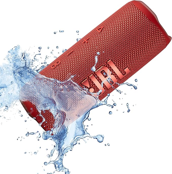 JBL Flip 6 Portable Wireless Speaker | Deep Bass Sound, IP67 Waterproof Rating | Bluetooth Audio for Outdoor, Travel, Beach, Hiking, and Home Use (Red) with Travel Case + Microfiber Cloth