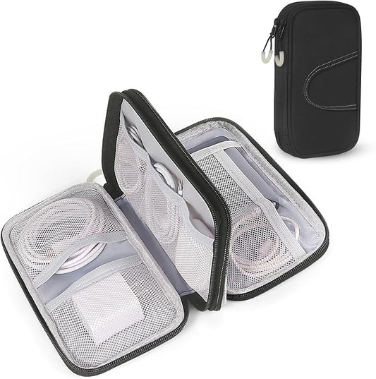 Electronic Organizer, Travel Cable Organizer Case - Compact 8-Pocket Pouch for Chargers, Cords & Tech Accessories (8.2x5.9x2 Inch)