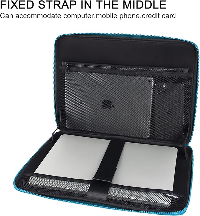 DOMISO 15.6 Inch Shockproof Waterproof Laptop Sleeve with Strap Lightweight Soft EVA Tablet Case for 15.6" Laptops/Apple/Lenovo IdeaPad/Acer Aspire E15 / HP Envy 15 / Dell, Blue