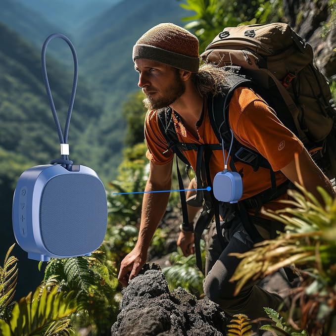 Speaker, Small Portable Bluetooth Wireless IPX5 Waterproof Shower Speaker,Loud Stereo Sound Deep Bass,Dual Pairing, RGB Lights,Long Playtime for Outdoor Party, Great Gift,1PC (Blue)