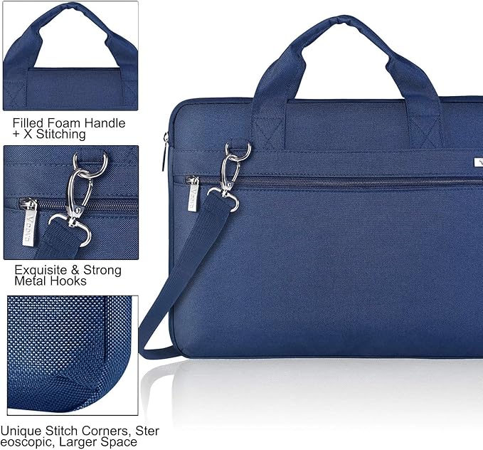 Voova Laptop Bag 15.6 Inch, 360° Protective Laptop Case Sleeve Compatible with MacBook Air 15 M2/M3/M4, MacBook Pro 15/16, 15-16” Lenovo Dell Hp, Waterproof Computer Bag Slim Briefcase, Blue