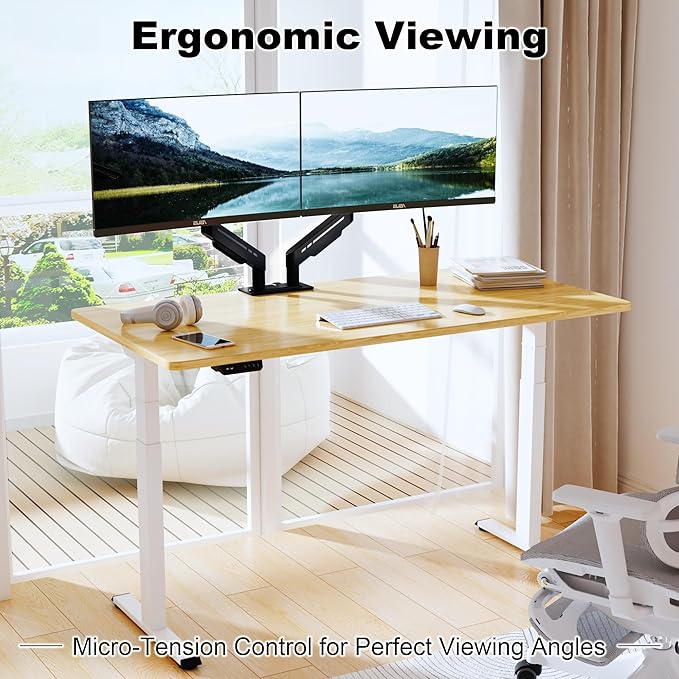 THEARK Dual Monitor Stand for Desk - Dual Monitor Mount for 17-32 Inch Screens,Height Adjustable Dual Monitor Arm Desk Mount with Clamp and Grommet Base,75x75/100x100mm VESA Mount,Max 19.8 lbs,Black