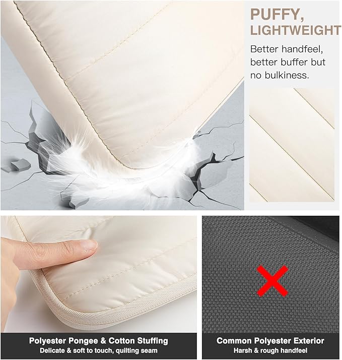 MoKo 15.6 Inch Puffy Laptop Sleeve, Laptop Carrying Bag Compatible with MacBookAir 15" / Pro 14" M4/M3/M2 2025/2024/2023, Galaxy Tab S10 FE Ultra 14.8" 2025, Notebook Travel Bag, Milky White