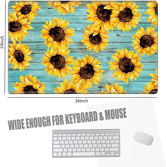 36 x 24 Mouse Pad Extra Large Desk Mat Gaming Mousepad Sunflower Oversized Desk Pad Huge Giant 4XL Computer Mat for Girl Women Work