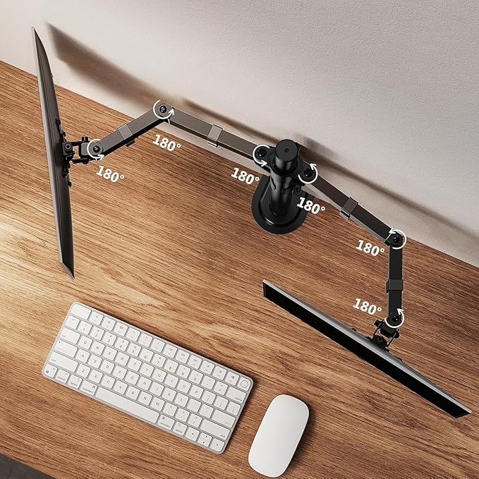 ErGear Dual Monitor Stand, Heavy Duty Adjustable Monitor Desk Mount for 2 Screens up to 32 Inches, Fully Adjustable Height, Tilt, Swivel, Rotate, Supports 17.6 lbs per Monitor Arm, Easy Installation