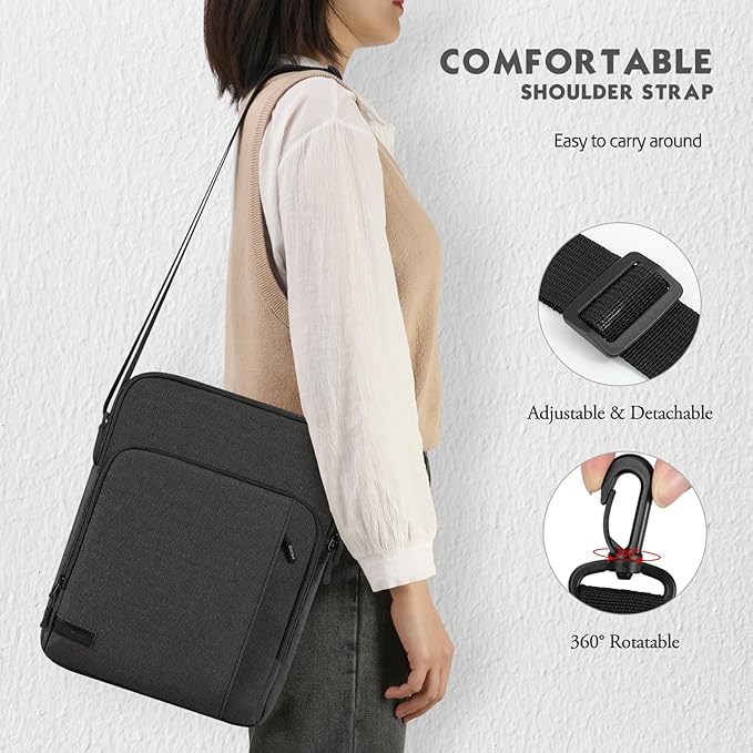 MoKo 10-13 Inch Tablet Sleeve Bag Carrying Case with Pockets Fits New 13-inch iPad Air M4 2026 & Pro M5,Pro 12.9/11,iPad 10th/Air 5/4th 10.9,i-Pad 7/8/9th 10.2, Galaxy Tab S8+/S9+ 12.4, Black & Gray
