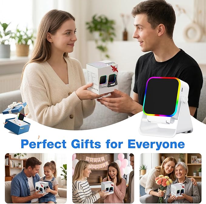 TARKARI Wireless Induction Speaker, 5 in 1 Bluetooth Speaker with Cell Phone Stand, HD Stereo Sound Compatible with iPhone iPad Android Tablet, Birthday Gifts for Women Men Him