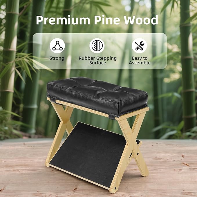 Double Step Foot Rest for Under Desk at Work, Wooden Under Desk Footrest with Non-Slip EVA Stepping Surface, Ergonomic Foot Stools for Under Office Desk, Enhances Posture,Home Office Gaming