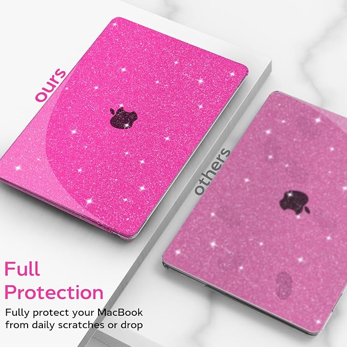 B BELK Compatible with MacBook Air 13 inch Case M5 2026 2025-2022 M4 M3 M2 A3449 A3240 A3113 A2681, Plastic Hard Shell+Keyboard Cover+Screen Protector for MacBook Air 13.6 inch Case, Sparkly Hot Pink