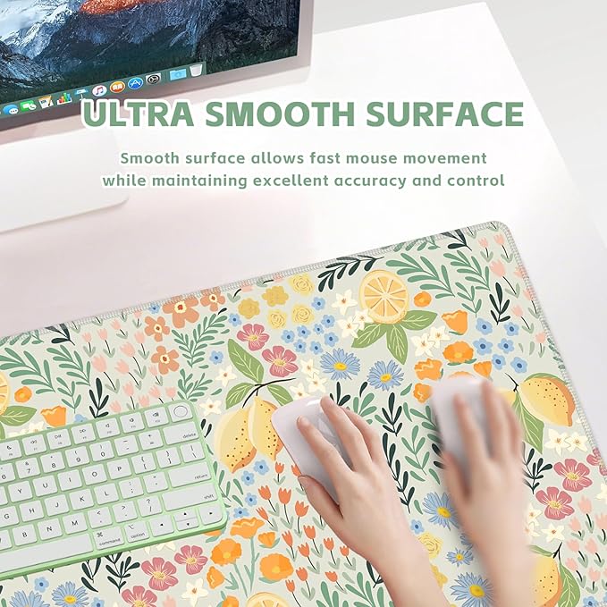 Baziabbo Cute Desk Mat,XXL Extended Big Mouse Pad,Gaming Mousepad with Stitched Edge,Non-Slip Rubber Base Keyboard Desk Pad for Home Office Study Game