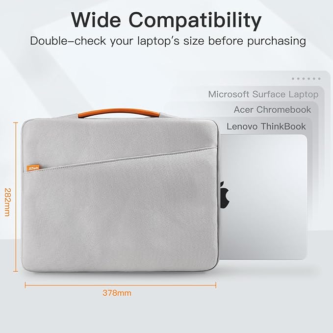 JETech Laptop Sleeve for 15-Inch MacBook Air (M2-M5, 2023-2026), MacBook Pro 15/16-Inch (M1-M5, 2019-2026), Bag Case with Portable Handle and Pocket (Light Grey)