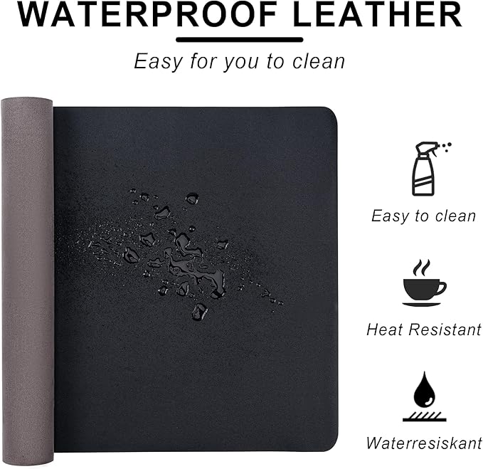 Leather Desk Pad Protector,Non-Slip Desk Pad,on-Slip PU Leather Large Mouse Pad,Easy Clean Desk Protecor Mat,Writing Pad for Office Work/Home/Decor(LightGrey, 23.6" x 13.7")