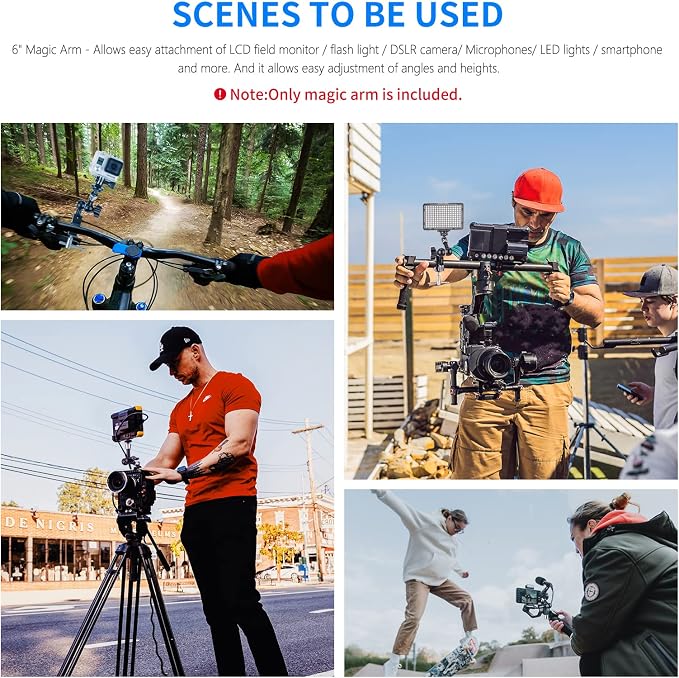 NEEWER 5.9"/15cm Adjustable Friction Magic Arm with 1/4" Screw on Both Ends, Compatible with SmallRig Cage, Flash/LED Light/Microphone/Monitor/SuperClip, Max Load 4.4lb/2kg, ST15 - Image 6