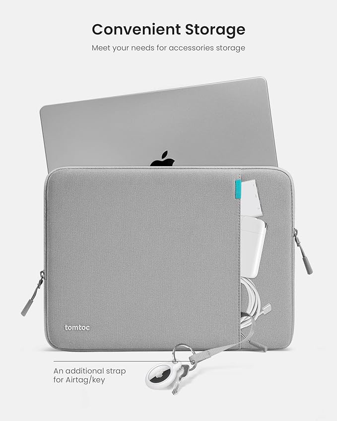 tomtoc 360° Protective Laptop Sleeve for 16-inch MacBook Pro M5 Pro/Max (2026) A3428 A3429, M4/M3/M2/M1 A3403 A3186 A2991 A2780, Water-Resistant MacBook Case Bag with Accessory Pocket Fits Dell XPS 16