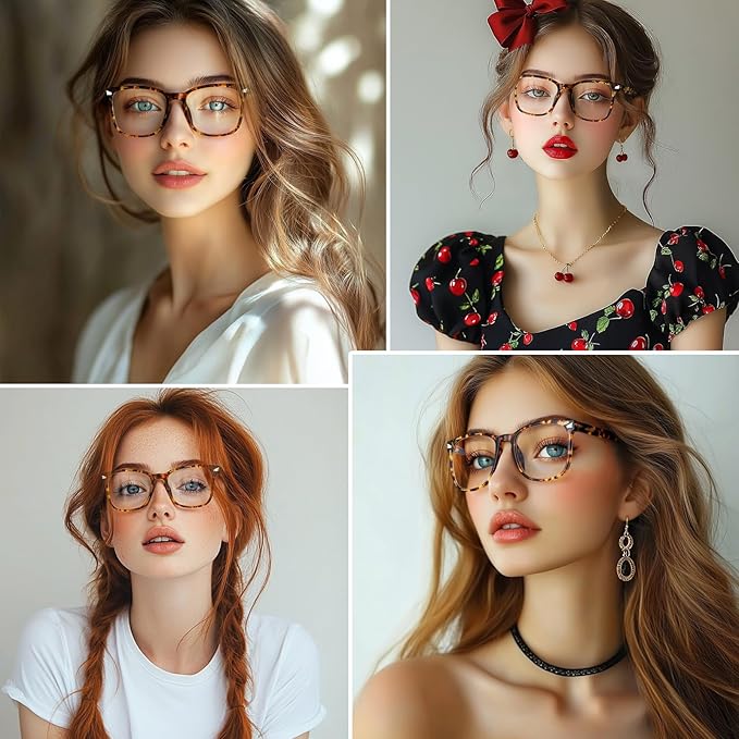 Blue Light Glasses for Woman Men | 99% Blue Light Blocking Glasses for Computer Gaming TV Phone Screen Square Frame | Anti Eyestrain & UV Glare Protection - 2 Pair