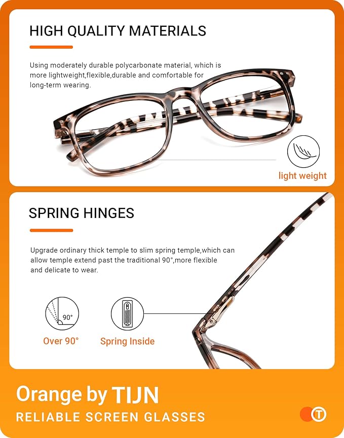 TIJN Sleep Glasses Blue Light Blocking Square Eyeglasses Dual AR Coatings for Computer Gaming Screen Fatigue & UV Protection