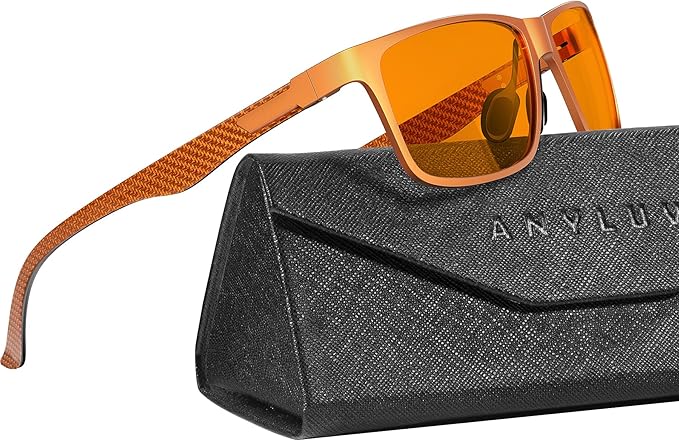 ANYLUV Carbon Fiber Reading Glasses for Men Women, Blue Light Blocking Computer Readers, Anti Glare Spring Hinge