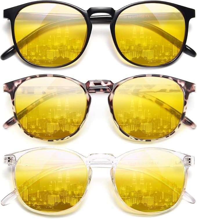 IBOANN Chic & Comfy Blue Light Glasses for Women - 3-Pack Round Frames, Screen-Ready Style with UV Protection Coating