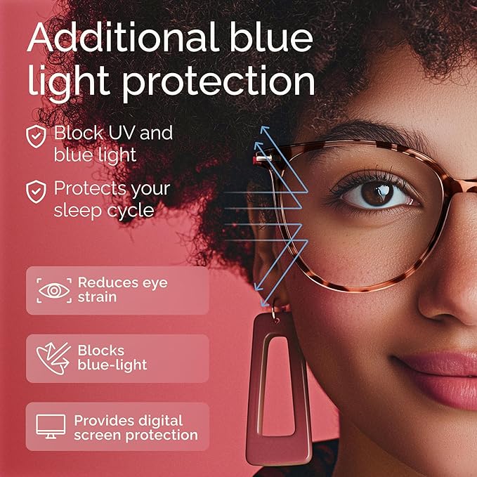 Gaoye Blue Light Blocking Glasses - Trending Round TR90 Frames, Metal Arms, UV400 Protection - Matching Soft Case
