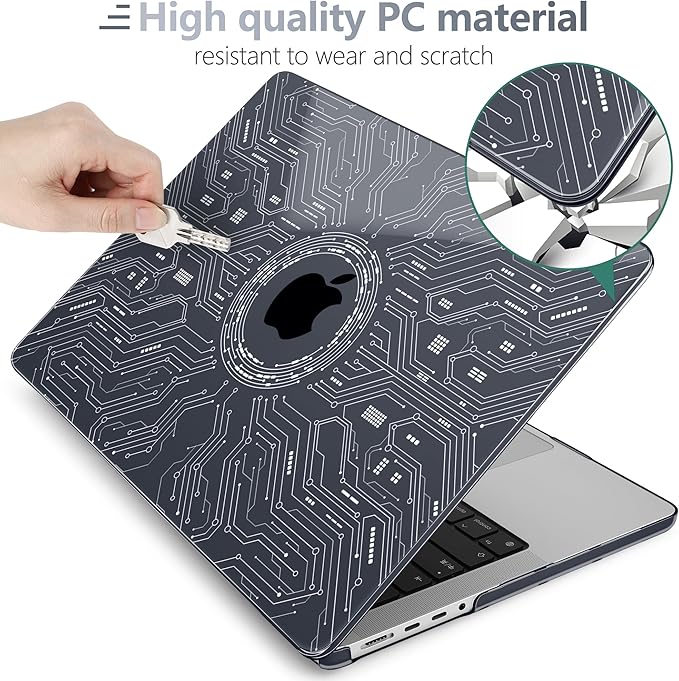Batianda Case for New MacBook Pro 14 Inch M5 (2025 2026) & 2024 2023 Release [Model A3434 / A3112] - Ultra Slim 1.2mm Glossy Hard Shell Protective Skin Keyboard Cover 4-in-1 Bundle, Circuit Board