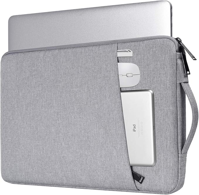 15.6-16 Inch Laptop Sleeve Case for Dell 16 Plus/HP Omnibook 16/Pavilion Envy/Lenovo ThinkPad IdeaPad Computer Bag, Light Grey
