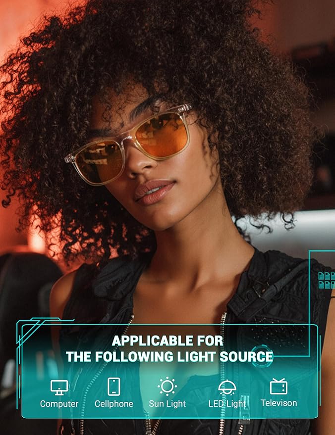 TIJN Sleep Glasses Blue Light Blocking Square Eyeglasses Dual AR Coatings for Computer Gaming Screen Fatigue & UV Protection