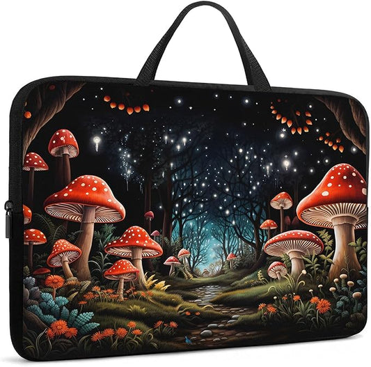 Laptop Sleeve Bag with Handle Computer Protective Soft Cover Case for 14 Inch 13 Inch Laptop,Forest Musnroom